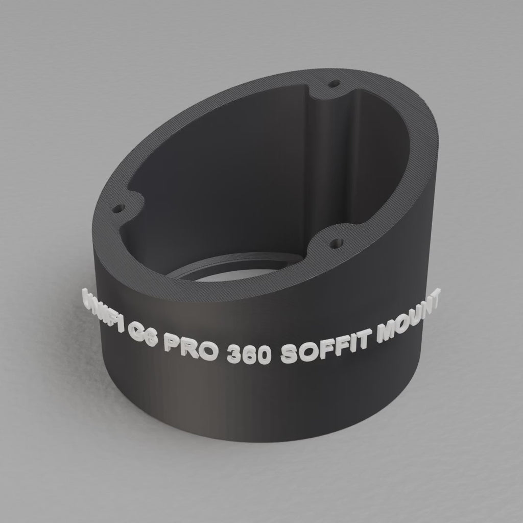 360 turntable of the printed UniFi G6 Pro 360 angled soffit mount, Black PETG