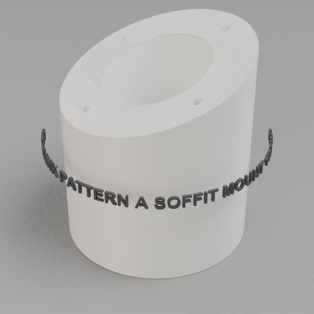 360 turntable of the printed Reolink Pattern A angled soffit mount, 105 mm body, 4/12 pitch 4 in