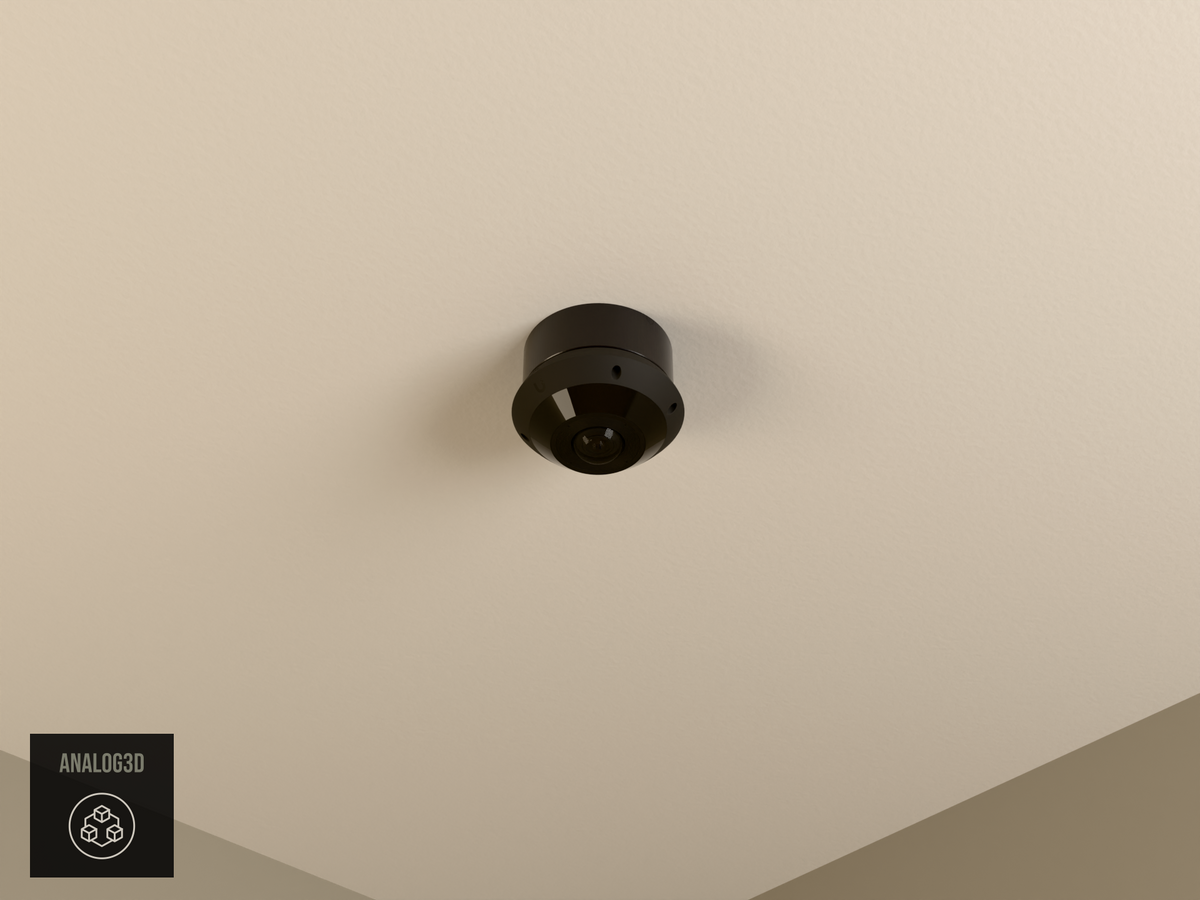 UniFi G6 Pro 360 wall-ceiling mount installed on a drywall ceiling, Black PETG
