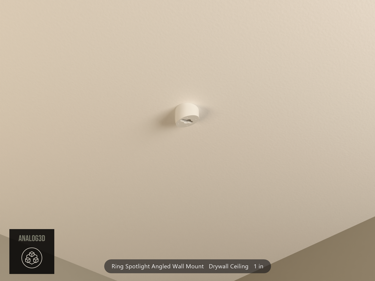 Ring Spotlight angled wall mount installed on a drywall ceiling