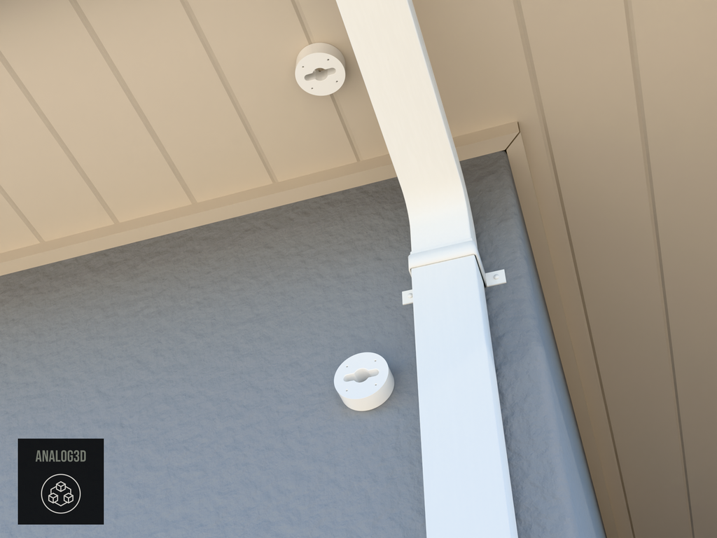 Ring Camera Wall and Ceiling Mount installed on a stucco wall and under the soffit