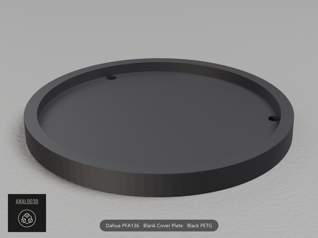 Black PETG Dahua PFA136 blank cover plate, box side