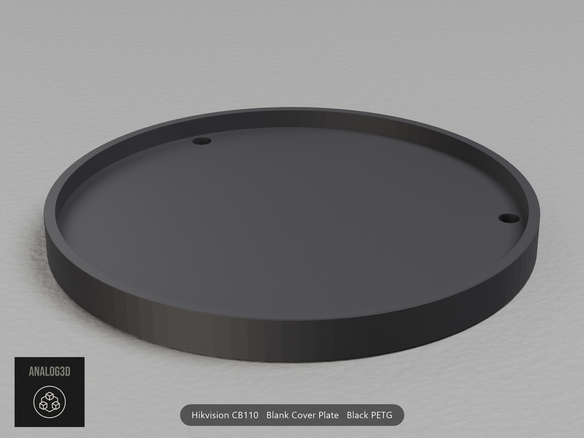 Black PETG Hikvision CB110 blank cover plate, box side