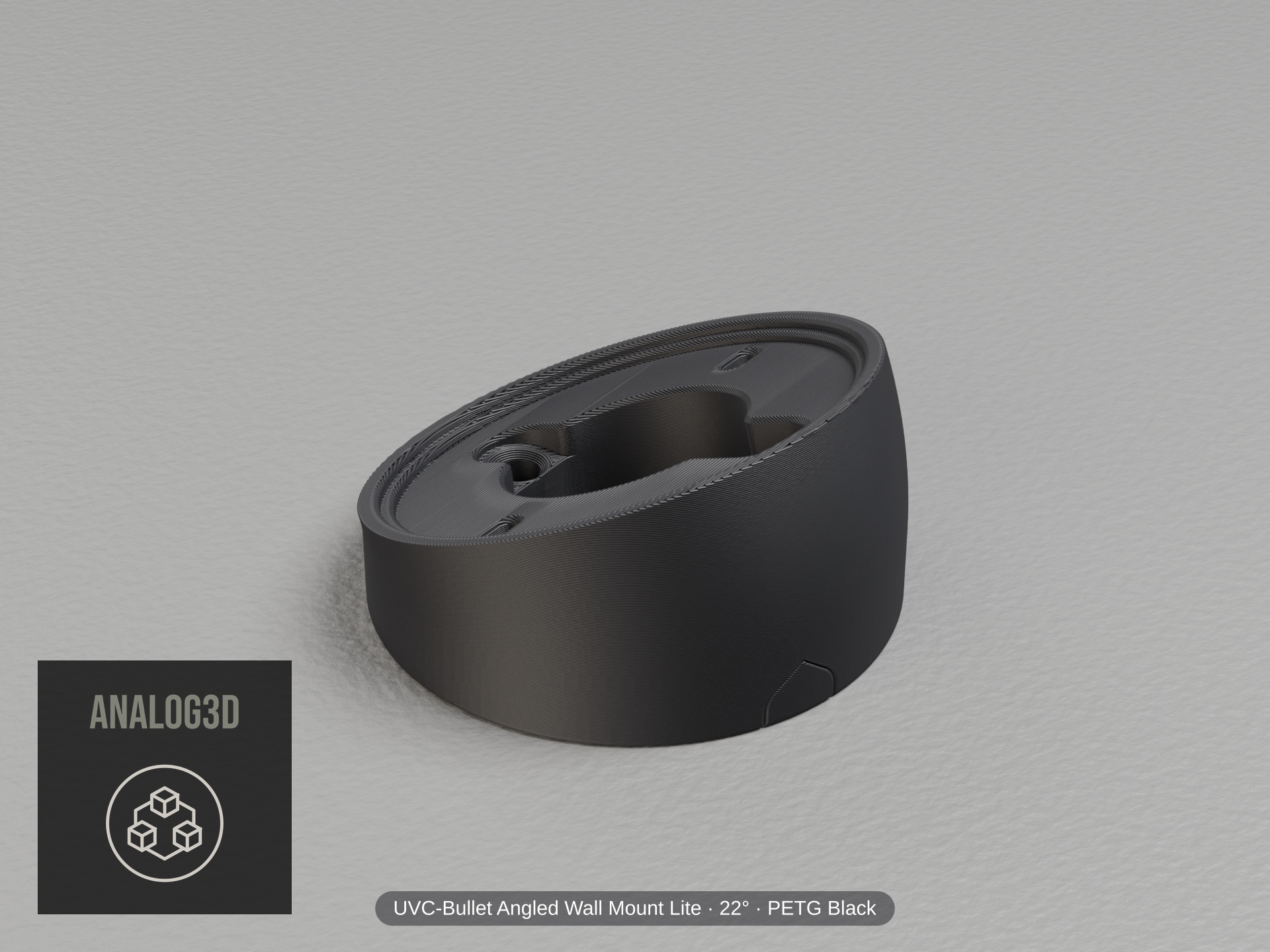 uvc-bullet-lite-wall-angled — black PETG product render