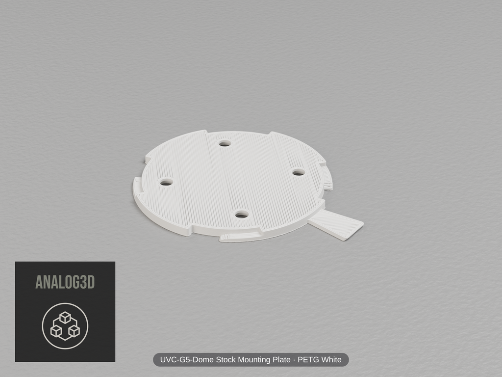 uvc-g5-dome-baseplate — white PETG product render