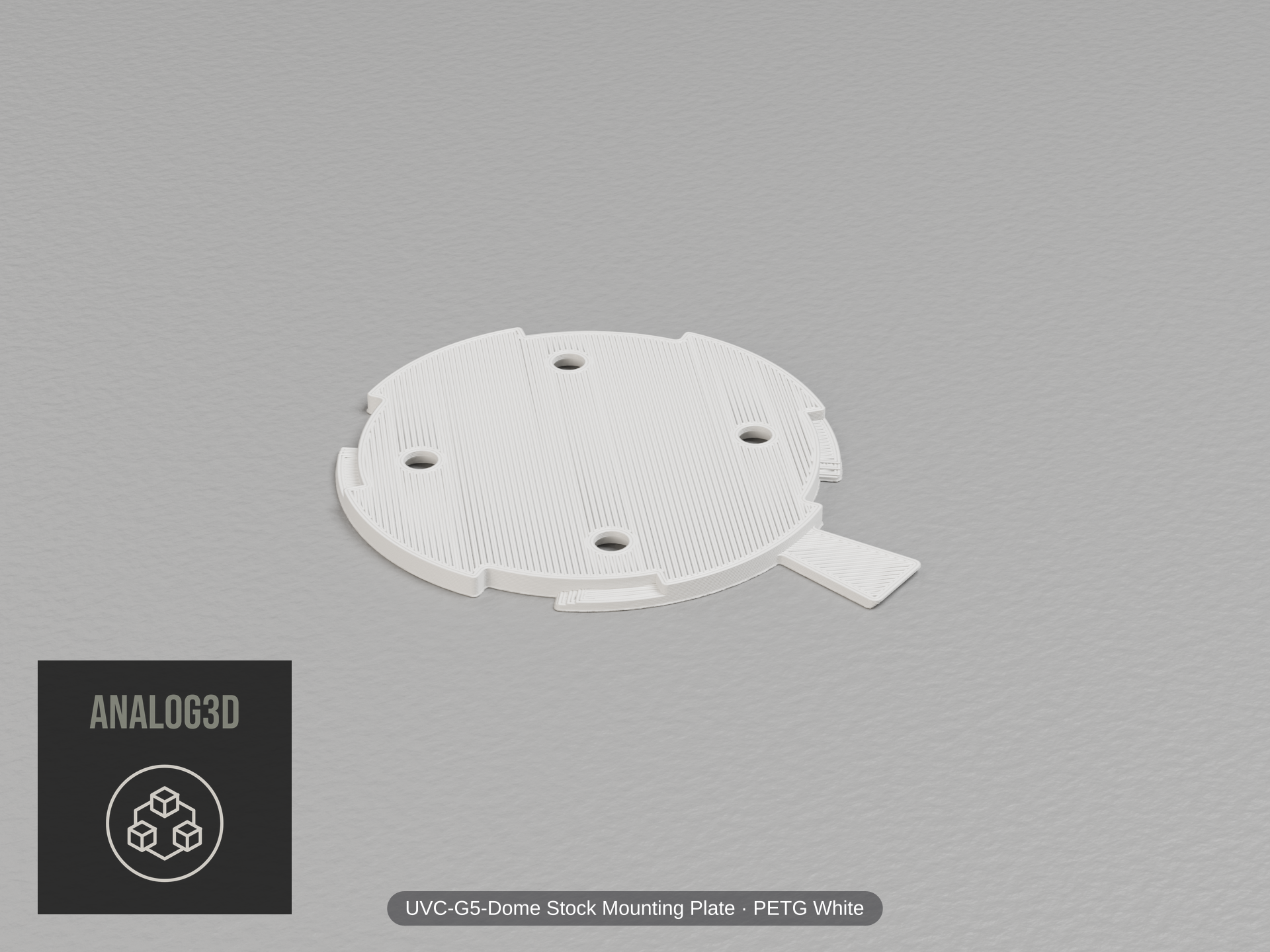 uvc-g5-dome-baseplate — white PETG product render