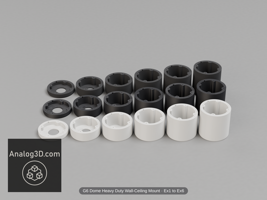 UVC-G6-Dome Heavy Duty Wall-Ceiling Mount — Ex1/Ex2/Ex3/Ex4/Ex5/Ex6 in white, black & carbon PETG