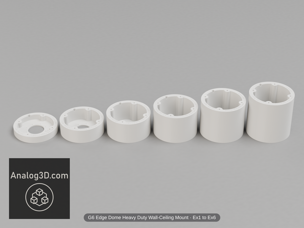UVC-G6-Edge-Dome Heavy Duty Wall-Ceiling Mount — Ex1/Ex2/Ex3/Ex4/Ex5/Ex6 in white PETG