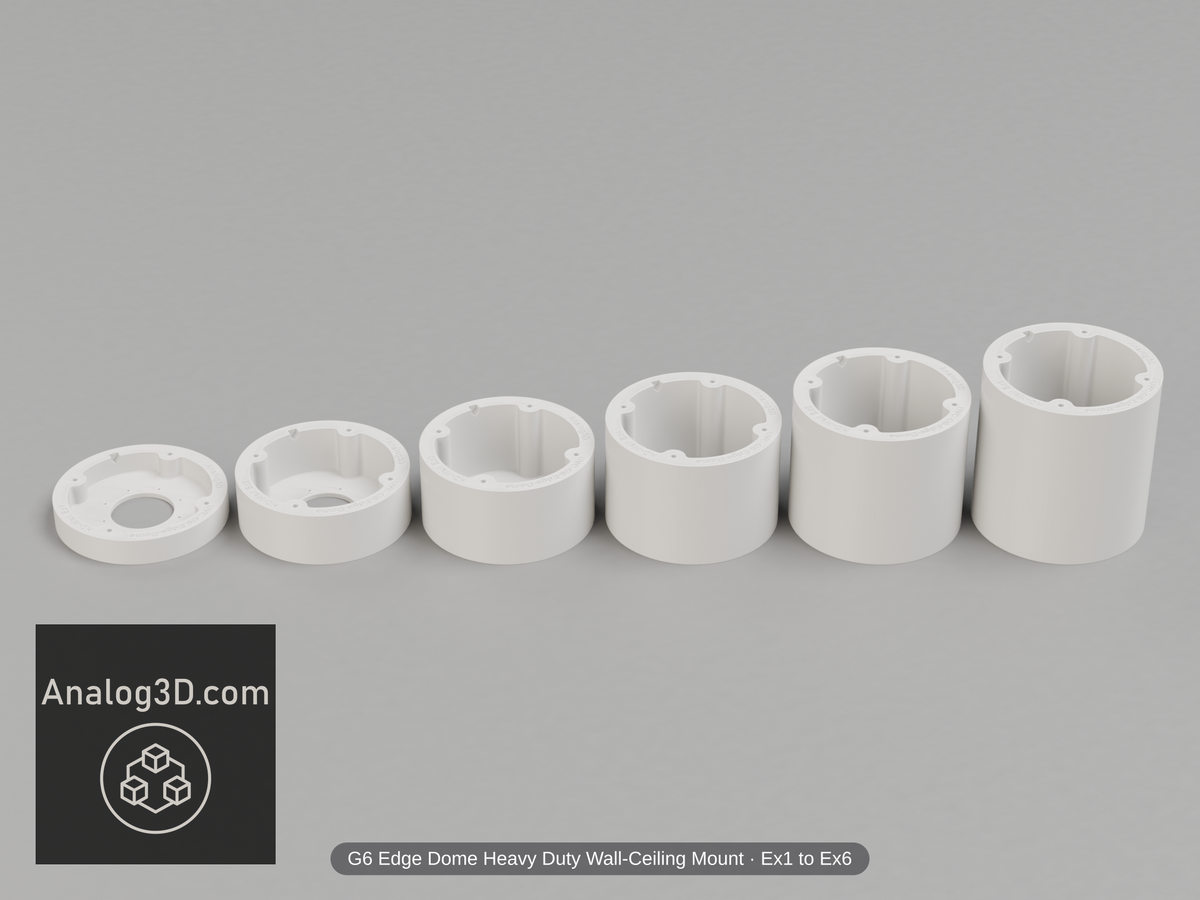 UVC-G6-Edge-Dome Heavy Duty Wall-Ceiling Mount — Ex1/Ex2/Ex3/Ex4/Ex5/Ex6 in white PETG