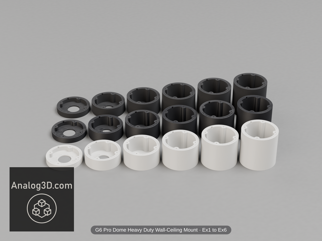 UVC-G6-Pro-Dome Heavy Duty Wall-Ceiling Mount — Ex1/Ex2/Ex3/Ex4/Ex5/Ex6 in white, black & carbon PETG