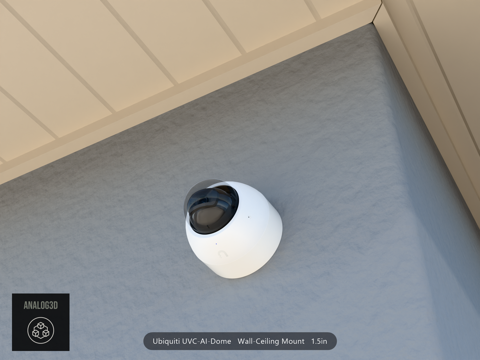 UVC-AI-Dome wall-ceiling mount - camera on stucco (installed scene)