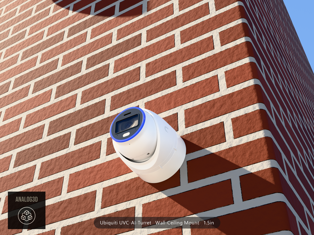 UVC-AI-Turret wall-ceiling mount - camera on brick (installed scene)
