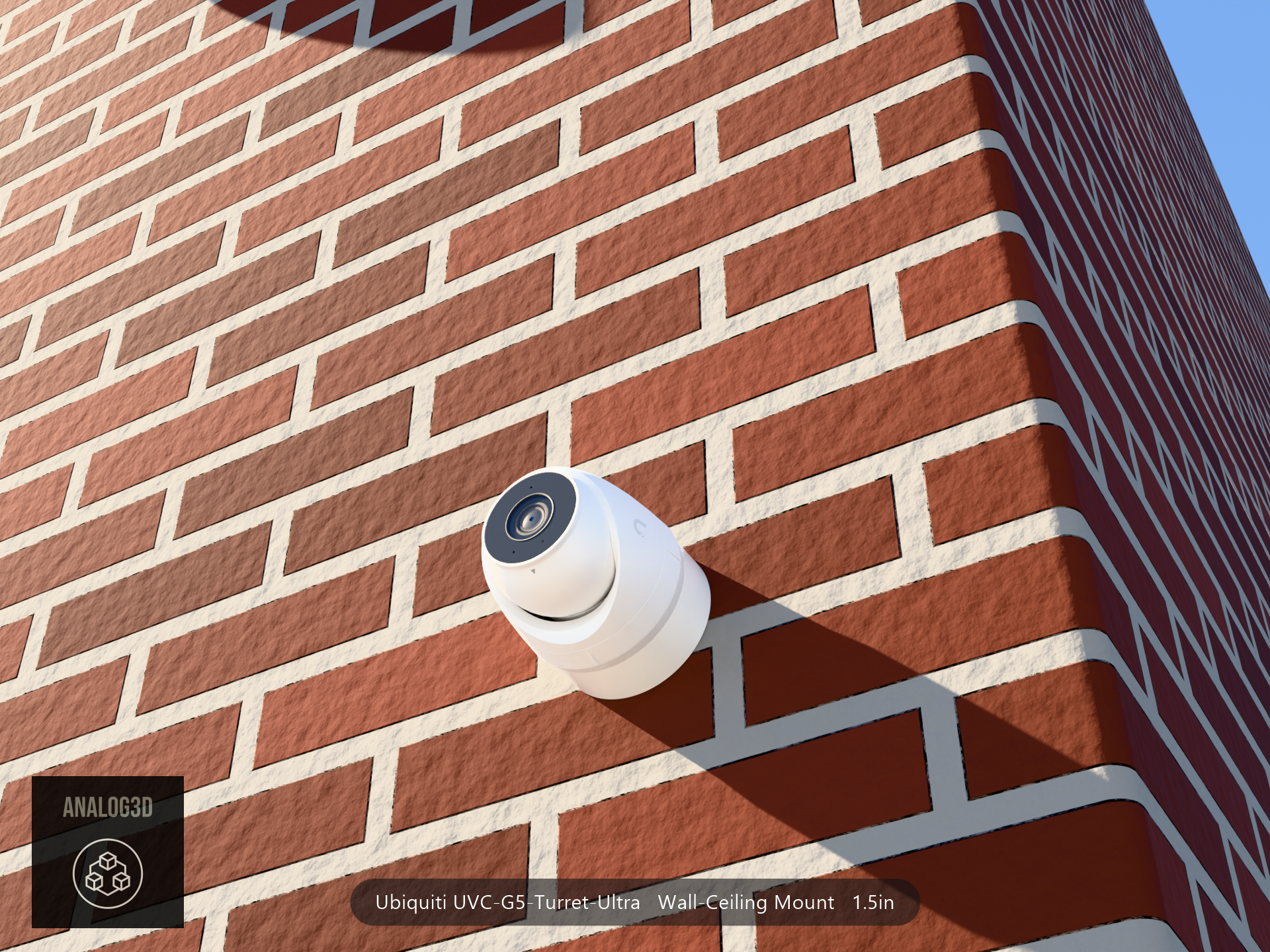 UVC-G5-Turret-Ultra wall-ceiling mount - camera on brick (installed scene)