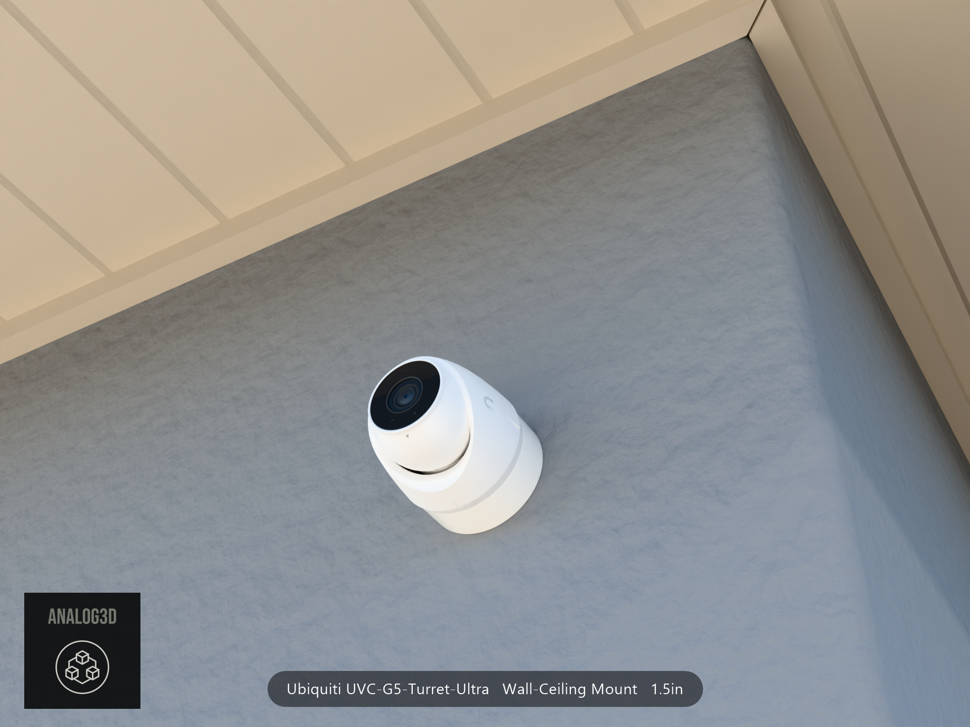 UVC-G5-Turret-Ultra wall-ceiling mount - camera on stucco (installed scene)
