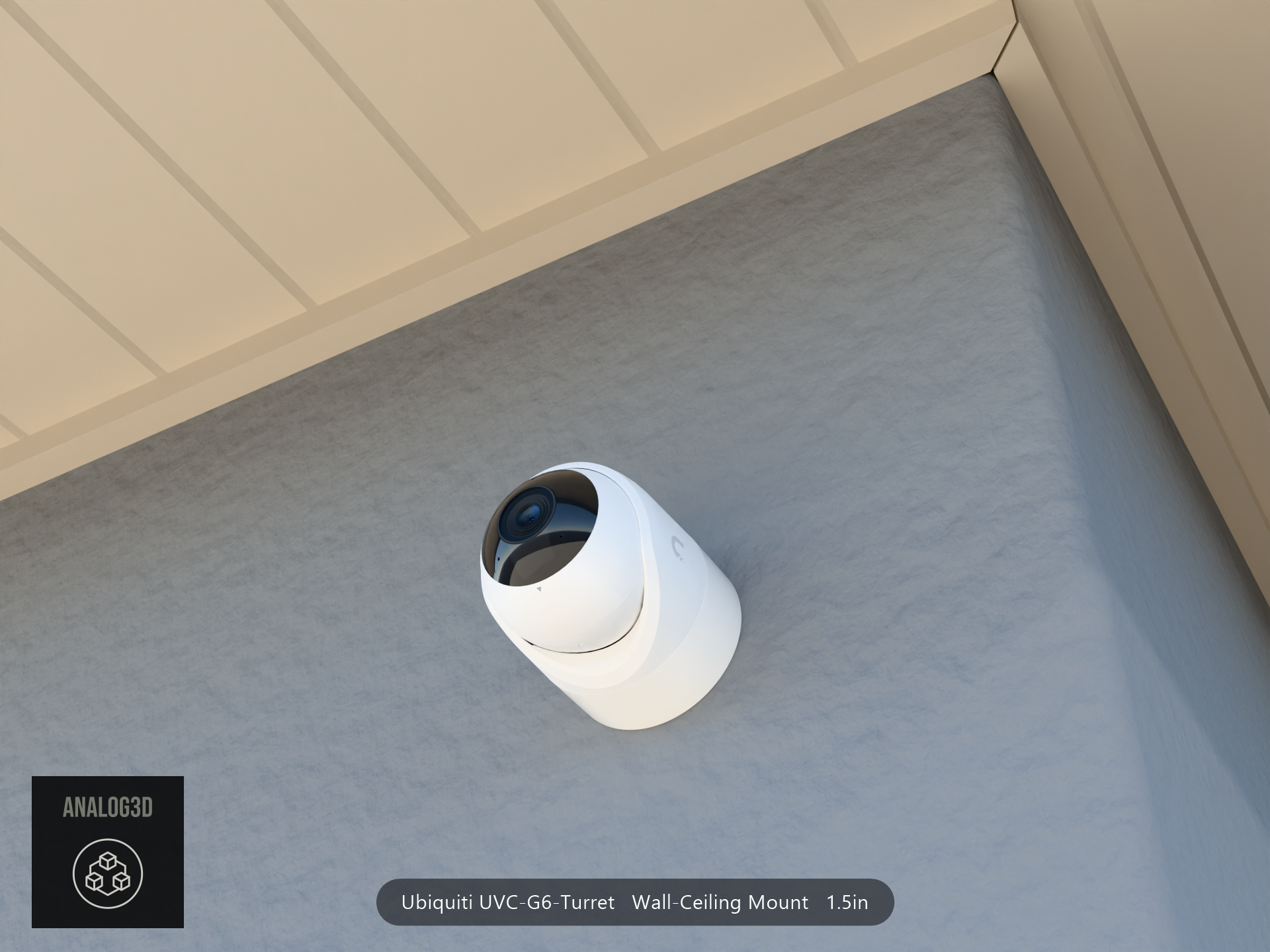 UVC-G6-Turret wall-ceiling mount - camera on stucco (installed scene)